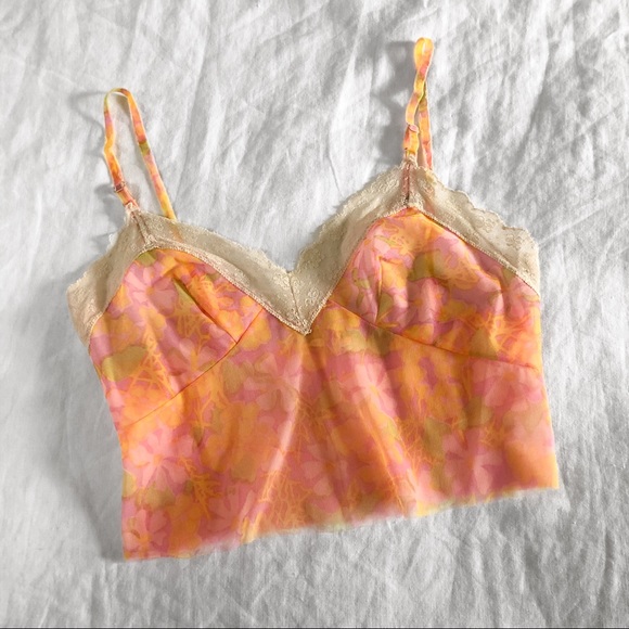 VINTAGE/ sheer floral crop cami - Picture 1 of 7